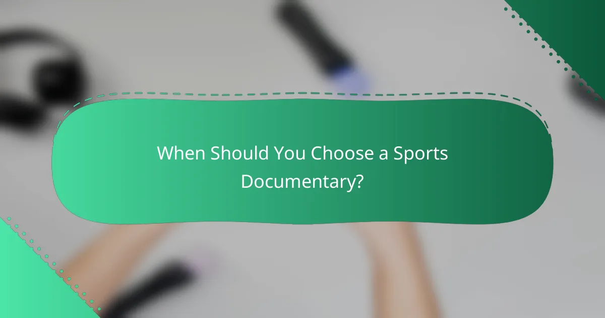 When Should You Choose a Sports Documentary?